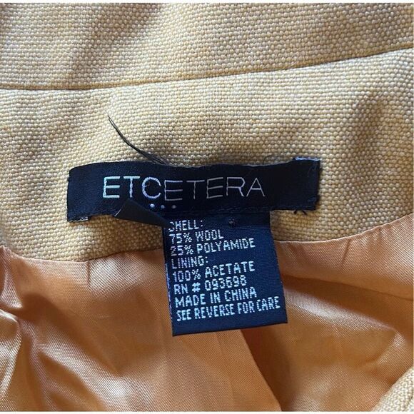 Etcetera Womens‎ Yellow Wool Blend Coat Size 12 - Picture 6 of 11